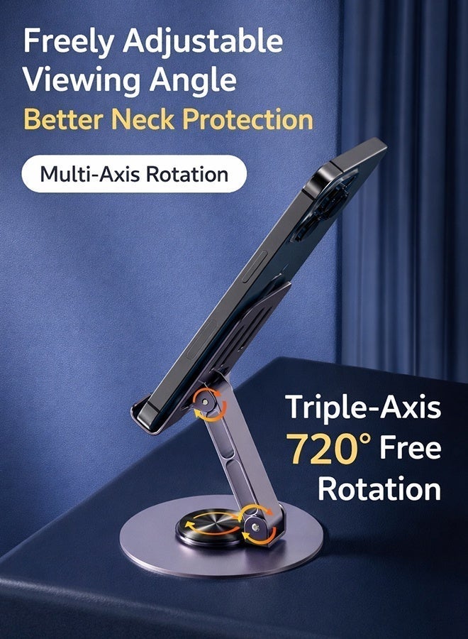 MTL Metal Phone & Tablet Stand with 360° Rotation – Adjustable Foldable Desktop Mobile Holder, Stable Alloy Bracket for Live Streaming & Office Use - Image 4